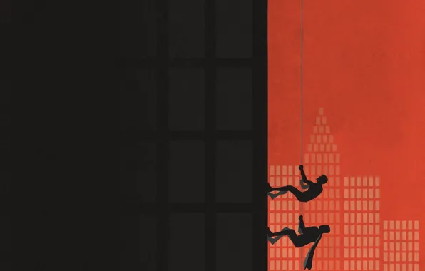 Picture wall, people, minimalism, rope