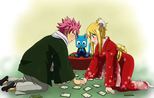 Romance, anime, art, pair, two, Fairy Tail, Natsu, Lucy