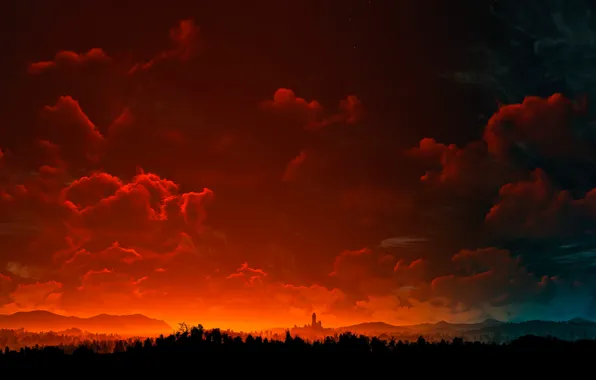 Landscape, the evening, The Witcher 3, The Witcher 3