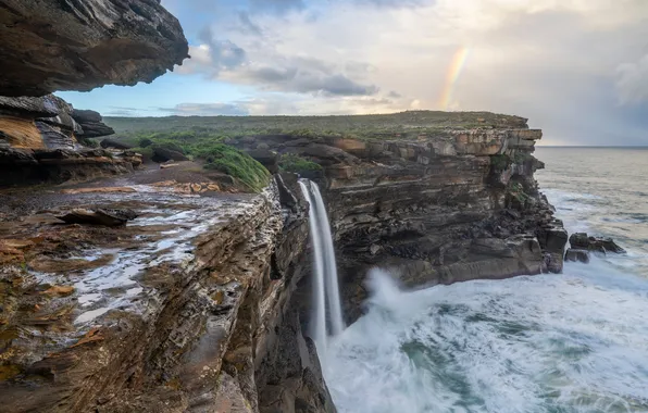 Picture The ocean, Rock, Australia, Coast, Waterfalls
