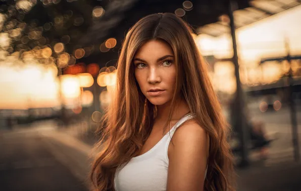 Picture chest, girl, Mike, photographer, bokeh, Sophie, Martin Kühn