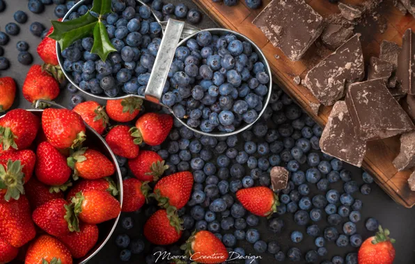 Berries, chocolate, strawberry, blueberries
