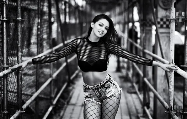 Smile, b/W, legs, Jen