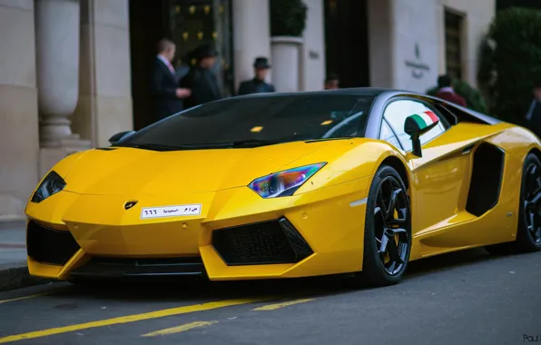 Picture Lamborghini, V12, Yellow, Aventador, Supercar