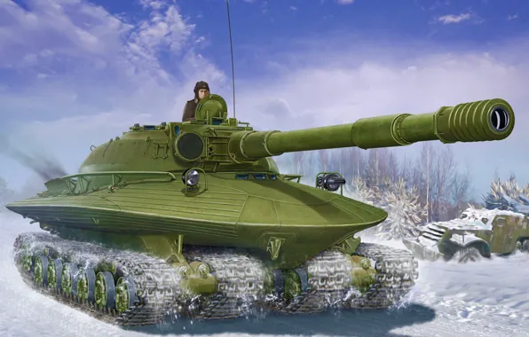 Picture war, art, painting, tank, Soviet Heavy Tank OBJECT 279