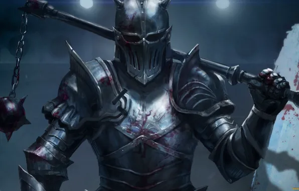 Picture warrior, helmet, knight, armor, Morgenstern