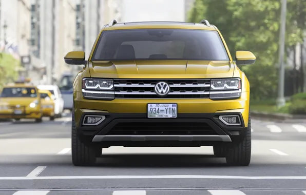 Yellow, Volkswagen, crossroads, Atlas, 2017