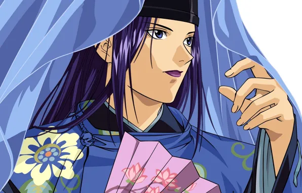 Face, hat, blanket, fan, guy, Fujiwara no Sai, Hikaru no Go, by Takeshi Obata