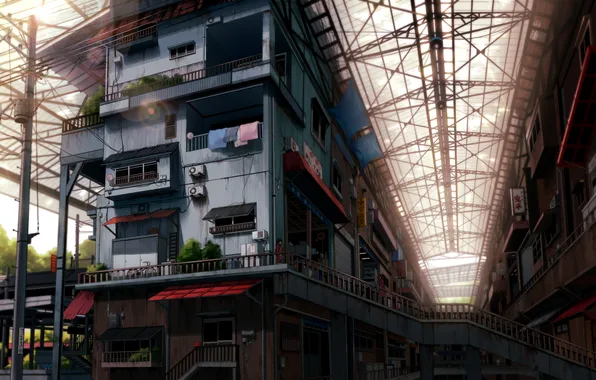 Picture bridge, wire, building, art, art, mogumo