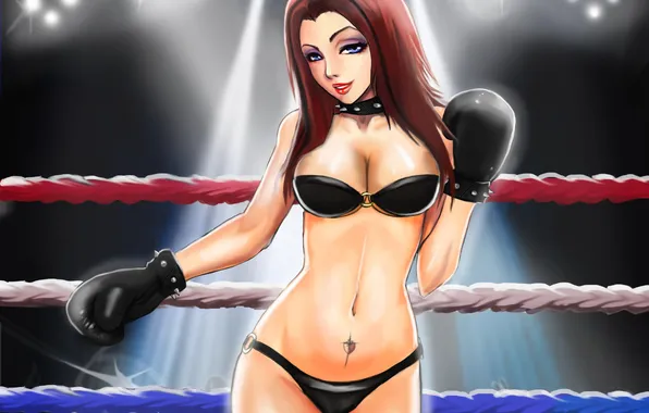 Erotic, look, girl, art, Boxing, gloves, the ring