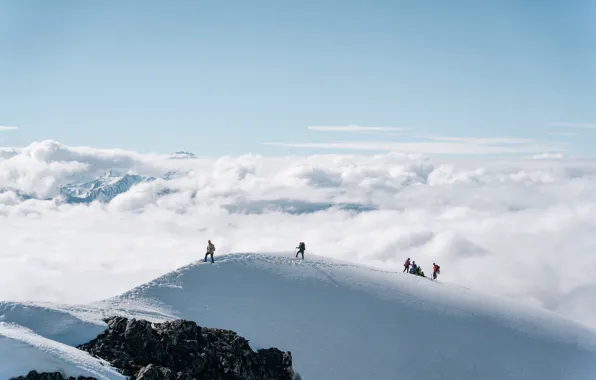 Clouds, Winter, Mountain, Snow, People, High, Hike, Matt Drenth