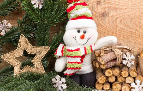 Picture winter, snow, snowflakes, New Year, Christmas, snowman, Christmas, winter