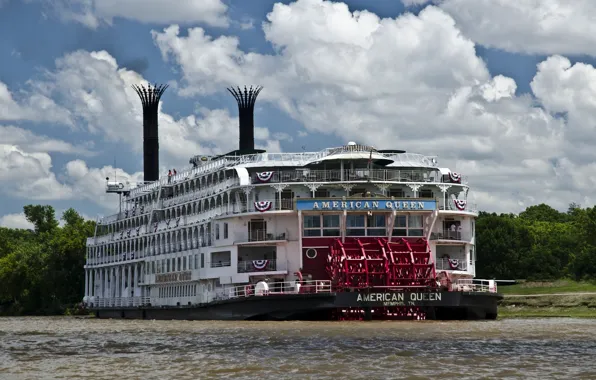 Picture clouds, river, steamer, American Queen
