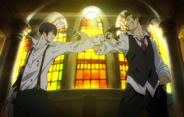 Picture weapons, blood, anime, art, guy, Avilo 91 Days