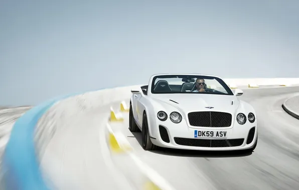 Picture road, Bentley, Continental, blur, Convertible, Supersports
