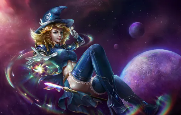 Hat, art, blonde, costume, Lux, League of Legends, Lady of Luminosity