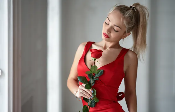 Picture girl, background, roses