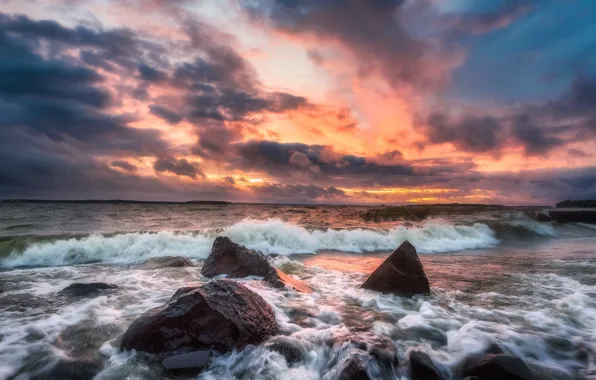 Picture sea, wave, stones, rocks, shore