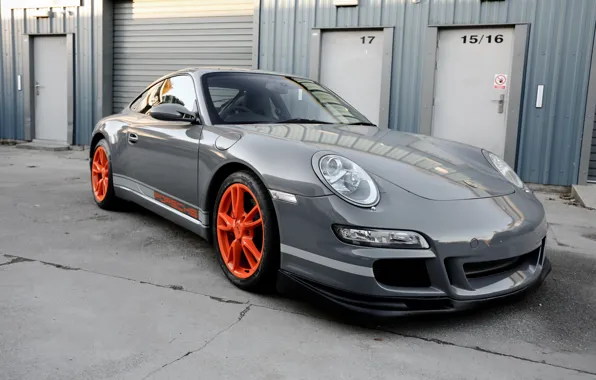 Picture Porsche, wheels, grey, GT3, orange, wrap, gloss