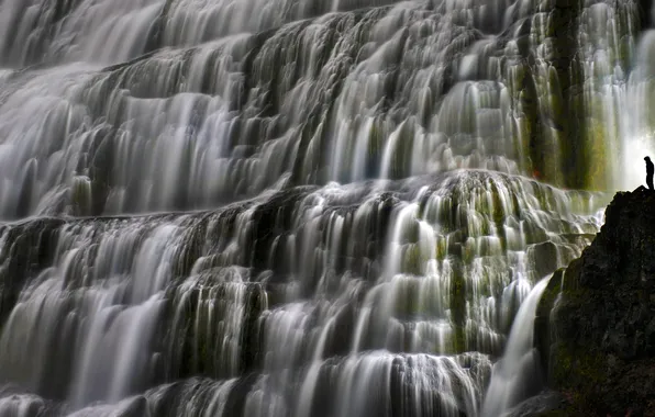 Water, rocks, waterfall, stream, Iceland, Dynjandi