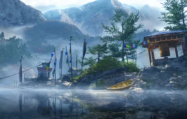 Picture trees, mountains, lake, Far Cry 4