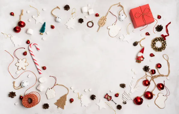 White, background, holiday, toys, Christmas, gifts, New year, decor