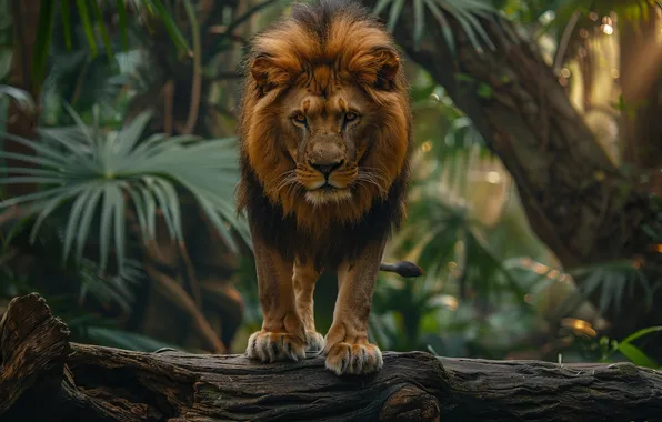 Trees, Leo, Predator, Front, Digital art, Big cat, AI art, The Art of Artificial Intelligence