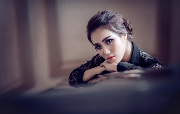 Makeup, brunette, Asian