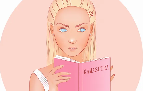 Picture eyes, girl, book, bow, Kamasutra
