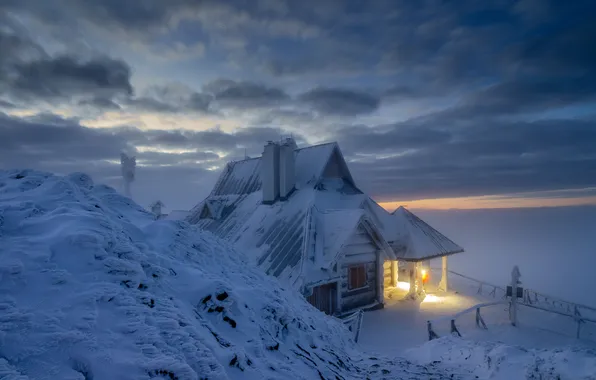 Picture winter, snow, Poland, hut, Poland, Bieszczady National Park, Бещадский национальный парк