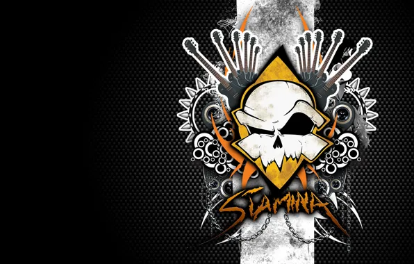 Skull, guitar, logo