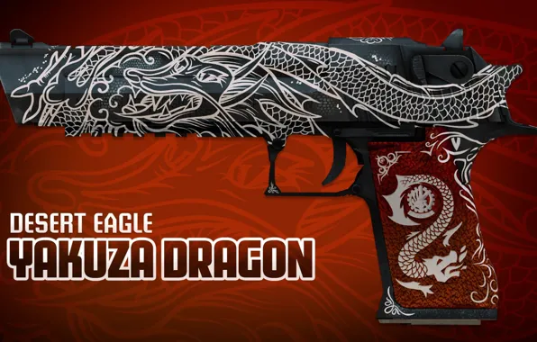 White, symbol, desert eagle, paint, workshop, cs go, presentation, yakuza dragon