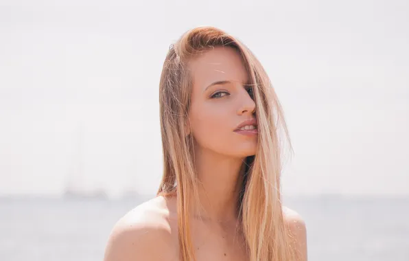 Eyes, look, girl, face, smile, background, the wind, hair