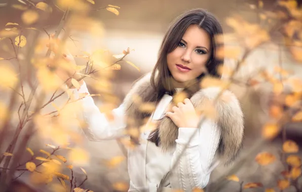 Autumn, look, girl, bokeh, Lena