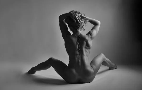 White, black, art, naked, thin, Murat Kuzhakhmetov