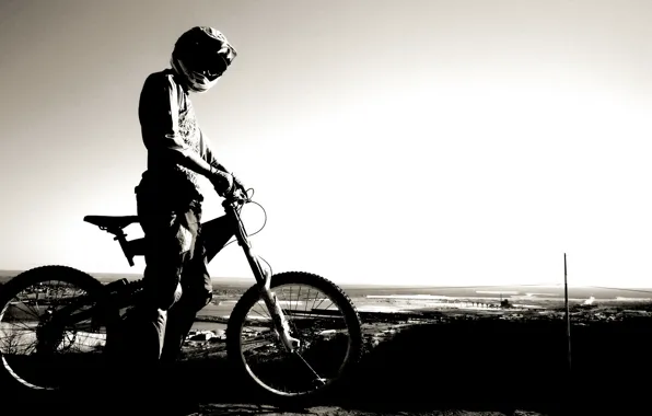 The sky, horizon, helmet, Bike