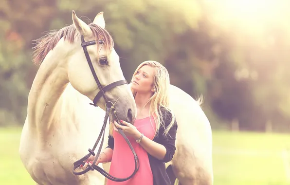 Picture girl, mood, horse