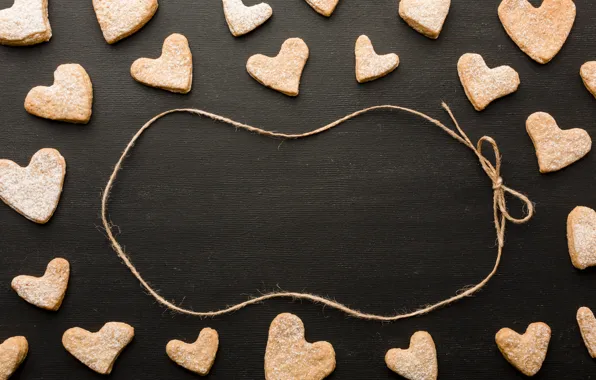 Holiday, heart, heart, rope, cookies, hearts, heart, bow