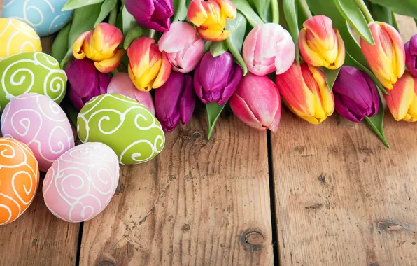 Flowers, eggs, spring, Easter, tulips, flowers, tulips, spring