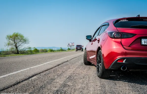 Road, machine, landscape, view, lights, Mazda, styling, styling