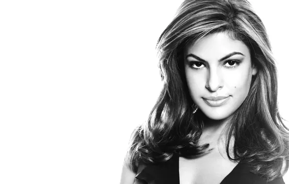 Look, black & white, model, actress, Eva Mendes, Eva Mendes, black and white