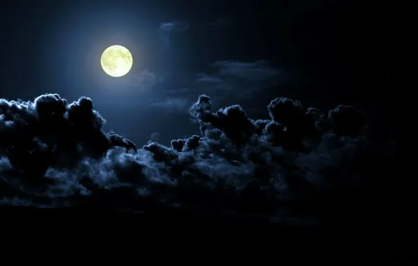 Picture clouds, night, the moon
