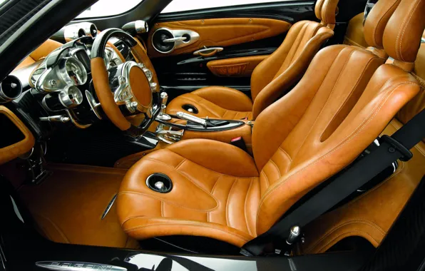 Picture the wheel, sports car, Pagani, salon, seat, To huayr