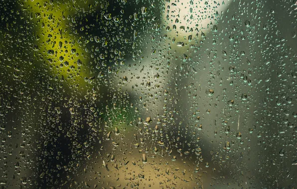 Picture glass, water, drops, macro