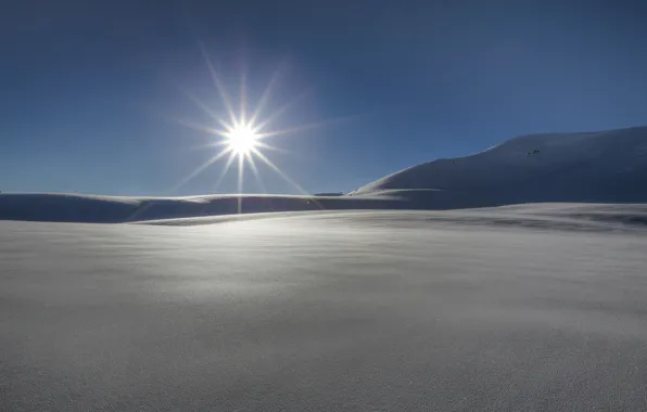 Winter, the sun, rays, snow, nature, background, widescreen, Wallpaper