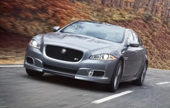 Picture road, speed, Jaguar, Jaguar, car, the front, XJR