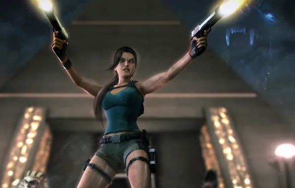 Picture guns, pyramid, lara croft, tomb raider