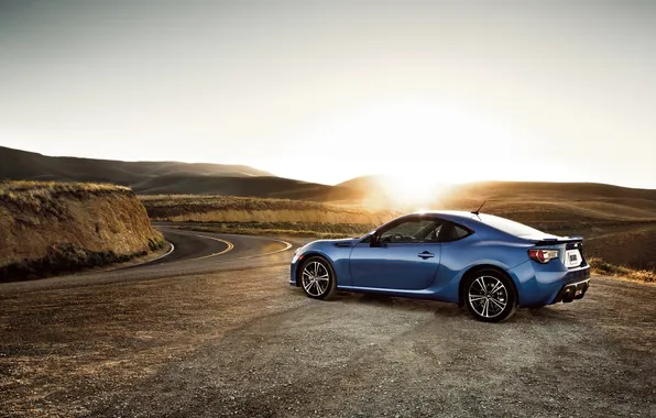 Picture The sun, Road, Blue, Subaru, Light, BRZ