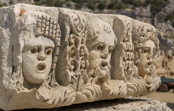 The ruins, theatre, mask, Roman, Demre