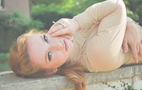 Girl, Model, woman, cross, redhead, Hattie Watson, female, freckles